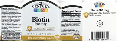 Biotin 800 mcg label