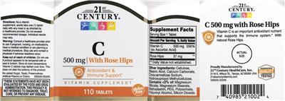 C 500 mg with Rose Hips label