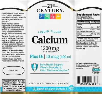 Calcium 1200 mg label