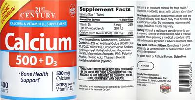 Calcium 500+D3 label