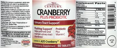 Cranberry Plus Probiotic label