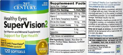 Healthy Eyes SuperVision2 label