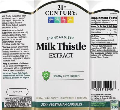 Milk Thistle Extract label