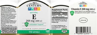 Natural E 268 mg (400 IU) label