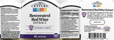Resveratrol Red Wine Extract label