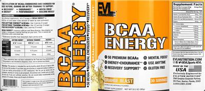 BCAA Energy Orange Blast label