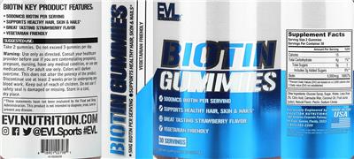 Biotin Gummies Strawberry Flavor label