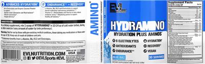 HydrAmino Blue Raz label