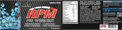 RPM Pre-Workout Blue Raz Sample Pack label