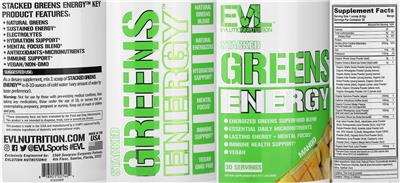 Stacked Greens Energy Mango label