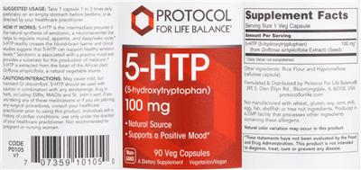 5-HTP 100 mg label