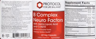 B Complex Neuro Factors label