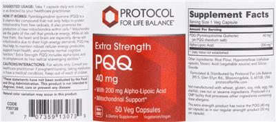 Extra Strength PQQ 40 mg label