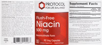 Flush-Free Niacin 500 mg label
