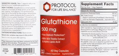 Glutathione 500 mg label