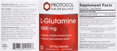 L-Glutamine 1000 mg label