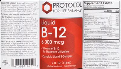 Liquid B-12 5,000 mcg label