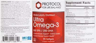 Molecularly Distilled Ultra Omega-3 500 EPA / 250 DHA label