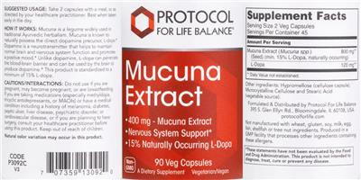 Mucuna Extract 400 mg label