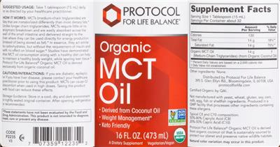 Organic MCT Oil label