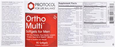 Ortho Multi Softgels for Men Iron Free label