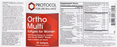 Ortho Multi Softgels for Women label