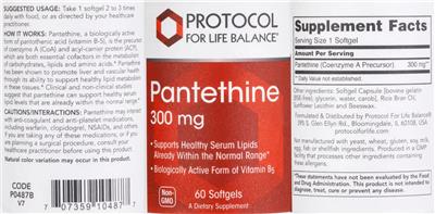 Pantethine 300 mg label