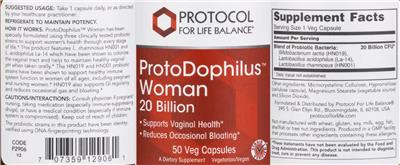 ProtoDophilus Woman 20 Billion label