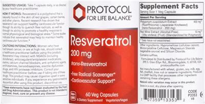 Resveratrol 200 mg label