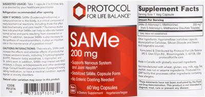 SAMe 200 mg label