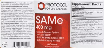 SAMe 400 mg label