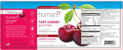 Tart Cherry Gummies Cherry Flavor label