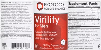 Virility For Men label