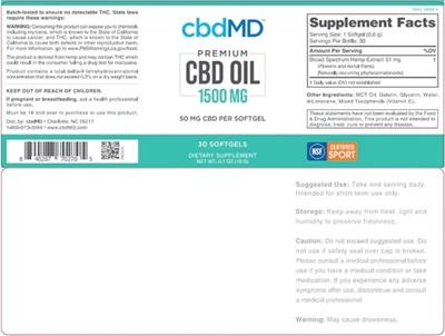 Premium CBD Oil 1500 mg label