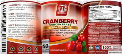 Cranberry Concentrate Extra Strength label