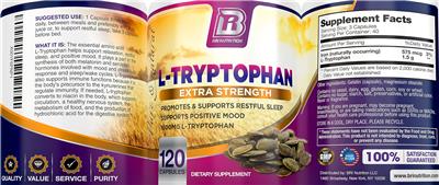 L-Tryptophan Extra Strength 1500 mg label