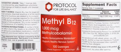 Methyl B12 1,000 mcg Methylcobalamin label