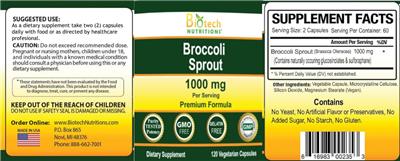 Broccoli Sprout 1000 mg label