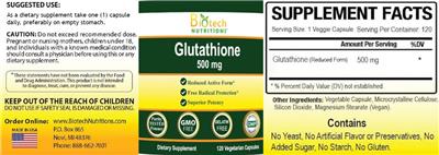 Glutathione 500 mg label