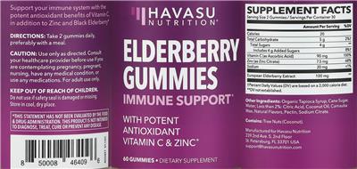 Elderberry Gummies label
