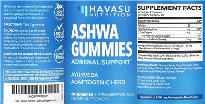 Ashwa Gummies Strawberry Flavor label