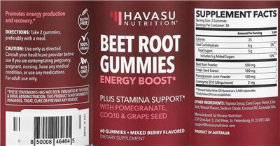 Beet Root Gummies Mixed Berry Flavored label