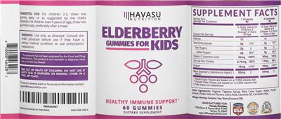 Elderberry Gummies For Kids label
