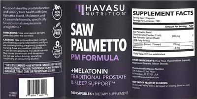 Saw Palmetto PM Formula label