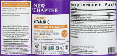 Fermented Vitamin C 250 mg label