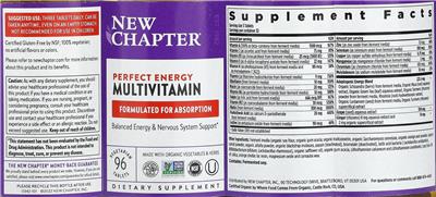 Perfect Energy Multivitamin label