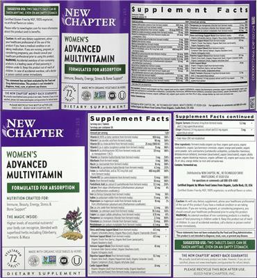 Women's Advanced Multivitamin label