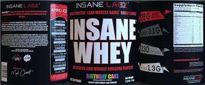 Insane Whey Birthday Cake label