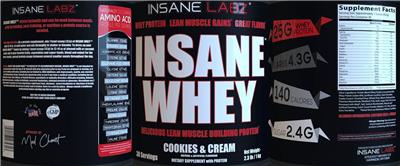 Insane Whey Cookies & Cream label