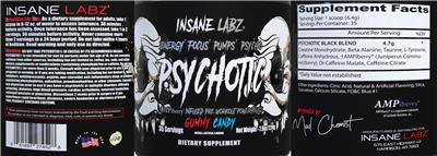 Psychotic Black Gummy Candy label